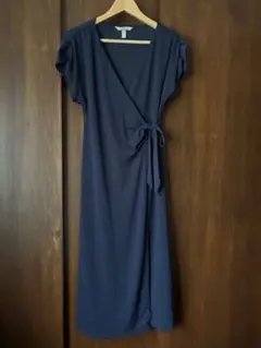 H&M ネイビー ラップワンピース　ネイビー XS 半袖
