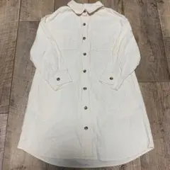 GU コーデュロイ　シャツワンピース　120㎝　オイスターホワイト　女の子
