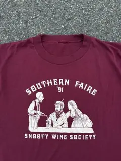 90s US古着 一点モノ　半袖Tシャツ　ワインwine