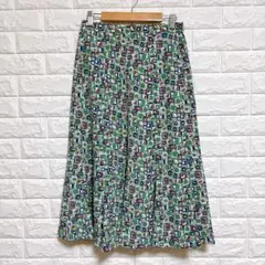 【美品】ミモレ丈スカート 総柄 幾何学模様