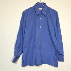 ELLE✨良品　ストライプシャツ　長袖シャツ　襟付き　鮮やか　かっこいい　ブルーのサムネイル