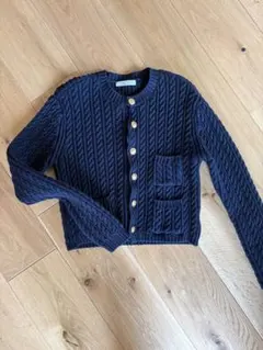 MACPHEE 金ボタン　ケーブル編みニットカーディガン