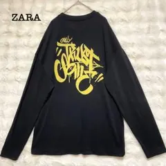 ZARA ザラ　トレーナー　黒　【L】 ロゴ　バックプリント　大きいサイズのサムネイル