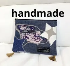 ハンドメイドリメイクデニムポーチ♪^ - ^タッセル付き