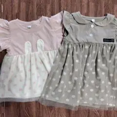 ウサギ耳付きフリル袖ワンピース 80