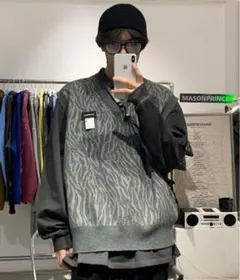 MASONPRINCE M.P STUDIO ゼブラ柄 ニットベスト Sサイズ