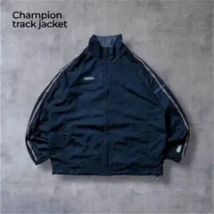 古着Championチャンピオントラックジャケット黒ブラック刺繍短丈ストリートL