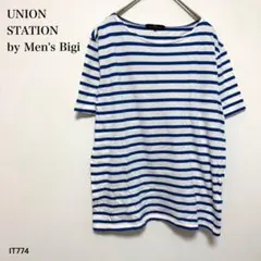 ユニオンステーションバイメンズビギ/半袖Ｔシャツ/03/白色×青色/ボーダー柄のサムネイル