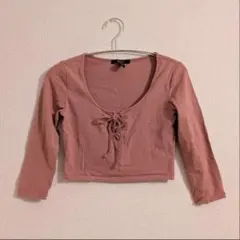 FOREVER21 レースアップ ピンク 長袖 クロップド丈のサムネイル
