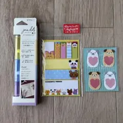 【新品】動物キャラクター付箋とマーカーセット