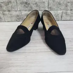 銀座かねまつ パンプス 24cm ブラック メッシュデザインのサムネイル