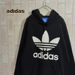 アディダス　adidas　パーカー　黒　白　プルオーバー