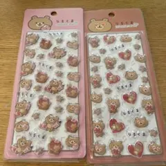 りるくまぷくぷくキャンディシール　ピンク　レッド　２枚セット