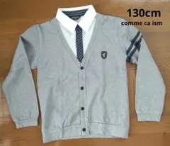 COMME CA ISM 長袖ポロシャツ カーディガン風　130A グレー