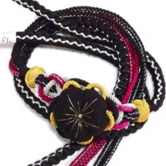 F_730 振袖用 帯締め 飾り付き 豪華 新品 ブラック