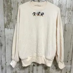 NICE CLAUP disney コラボ ミッキー トレーナー 刺繍 ベージュのサムネイル