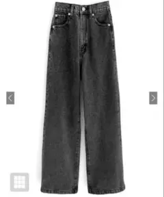 ハイウエストセミワイドデニムパンツ［cu472］ブラック　Lサイズ