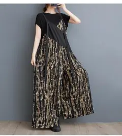 大きいサイズ サロペット　ワイドパンツ　レディース 春夏　 新品 オーバーオール