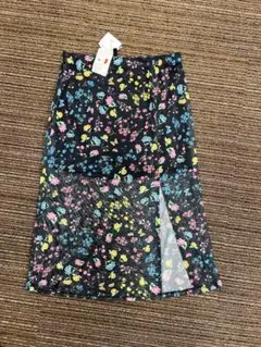 H&M 花柄 メッシュ ロングスカート ブラック系 サイズSのサムネイル