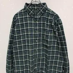 L.L.Bean チェック　長袖シャツ　グリーン　コットン100% 古着　XL