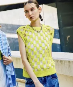 MAISON SPECIAL Lace-Combi Mesh Knit ブルー - メルカリ
