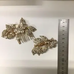 ゴールドの花と葉のヘッドドレス