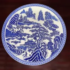 瑠璃色 飾り皿 山水画 金彩即購入◎ - メルカリ