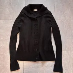 00's vintageリブニットカーディガン ブラック　ノームコアのサムネイル
