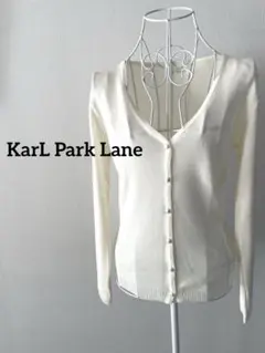 【KarL ParK Lane】Vネックカーディガン　長袖　ホワイト　M