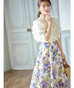 【一回着用】トッコクローゼット★ 花柄　フレアスカート/Mサイズ