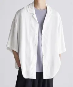 ルーズオープンカラーベーシックシャツ　ホワイト