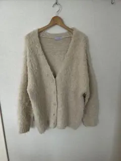 forksy モンスターシャギーニットルーズVネックカーディガン