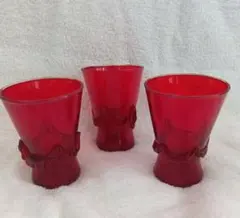 ヴィンテージ ルビーレッド グラス 3個セットのサムネイル