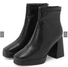 GRLスクエアトゥチャンキーヒールブーツ[gd1528] 23cm