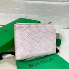 ！新品同然！　BOTTEGA VENETA 折り財布　ピンクホワイト　付属品完備