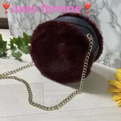 ❣️axes femme❣️ 상태좋음 チェーン付きファーバッグ エンジふわふわワインレッド