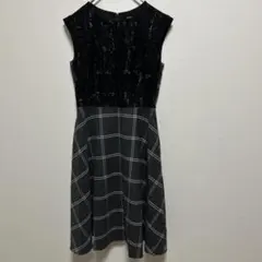 OPAQUE レース×チェック Aライン ワンピース 38 ノースリーブのサムネイル