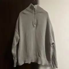 ZARA グレー ハイネック ハーフジップM