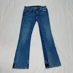美品✨️REPLAY ブーツカットデニム フレア カットオフ 25 再構築　牛革のサムネイル