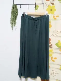 6L 大きいサイズレディース ロングスカート ★グリーン★ シンプルカジュアル