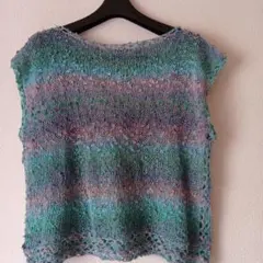 手編み　ハンドメイド　ベスト　ファッション