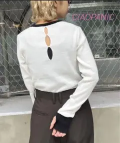 CIAOPANIC チャオパニック バックカットアウト配色ニットプルオーバー