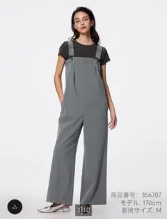 未使用　グレー　タックサロペットパンツ　Q 　 オールインワン　ジーユー