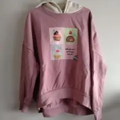 140cm GU フード付きパーカー ピンク ホワイト　女の子 冬 スイーツ