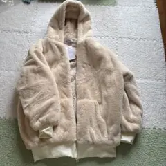 フリースフード付きジャケット ベージュ