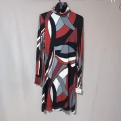 幾何学模様ハイネックワンピース Sサイズ