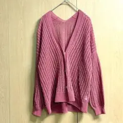 COMME CA ISM 透かしメッシュニットカーディガン　ピンク