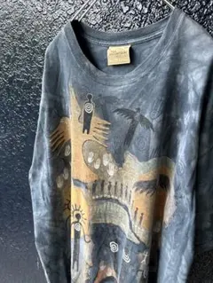 90s THE MOUNTAIN タイダイTシャツ ネイティブ柄 壁画 古着XL