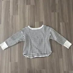 【ペアマノン】白と黒のストライプ 長袖カットソー