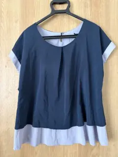 ROPE' PICNIC レイヤード シフォン 半袖ブラウス ネイビー